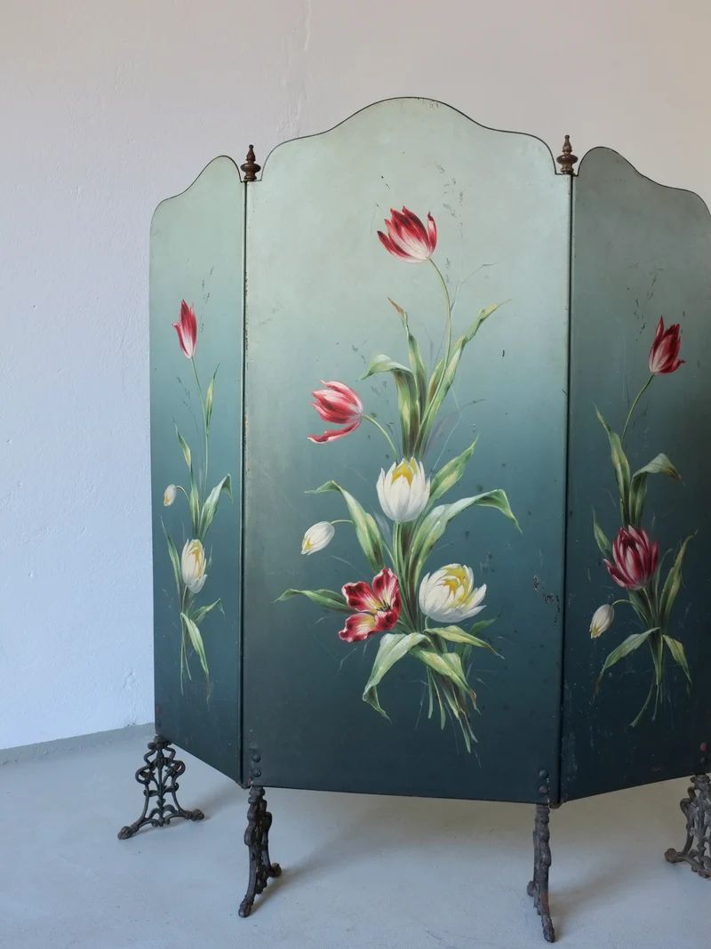 Art Nouveau Hand-Painted Screen, 1920s