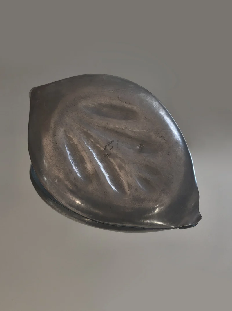 Large pewter Leaf Vide Poche