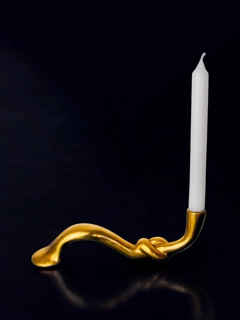Knot Candleholder in Bronze, Italy, 1970s