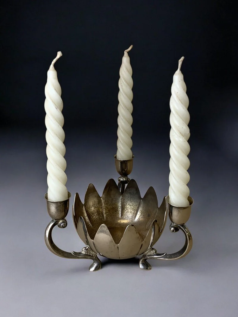Art deco waterlily Candelholders, France, 1960's