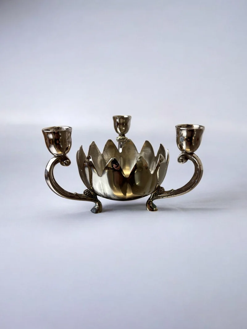 Art deco waterlily Candelholders, France, 1960's