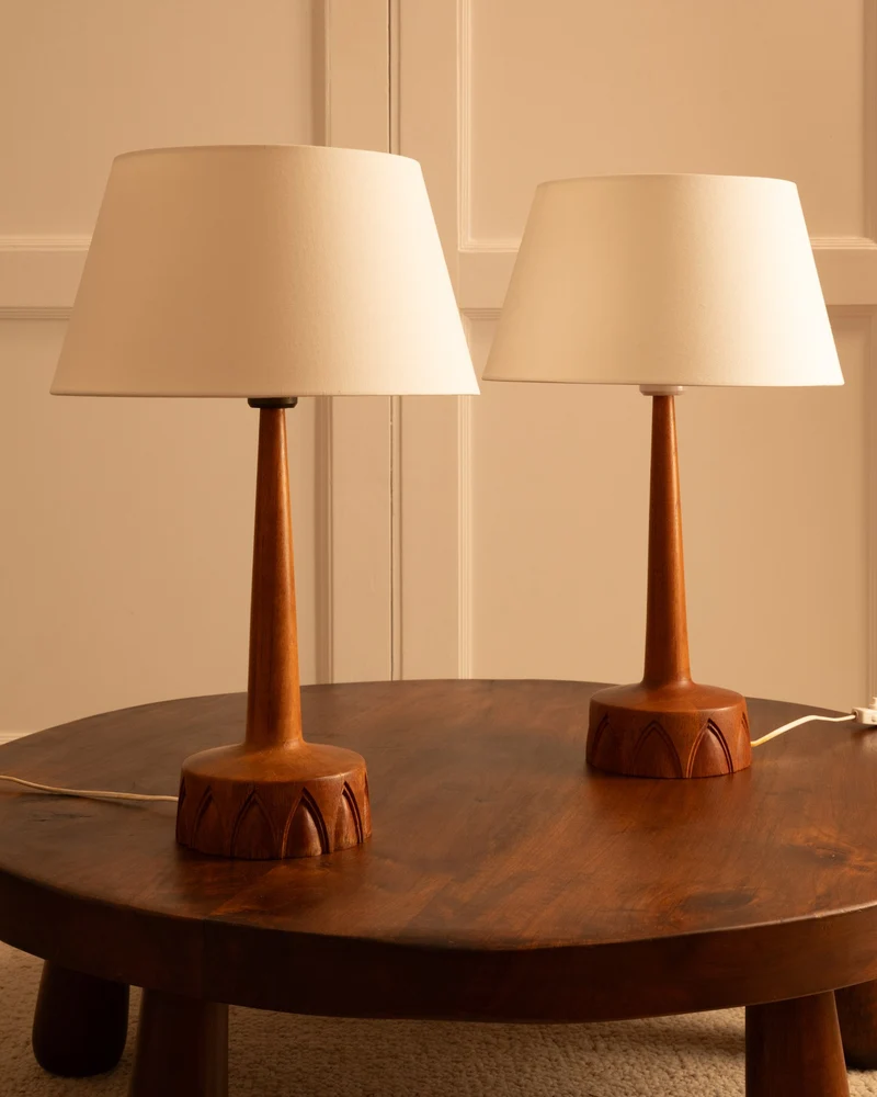 Vintage Pair of swedish Teak Table Lamp - 1960s