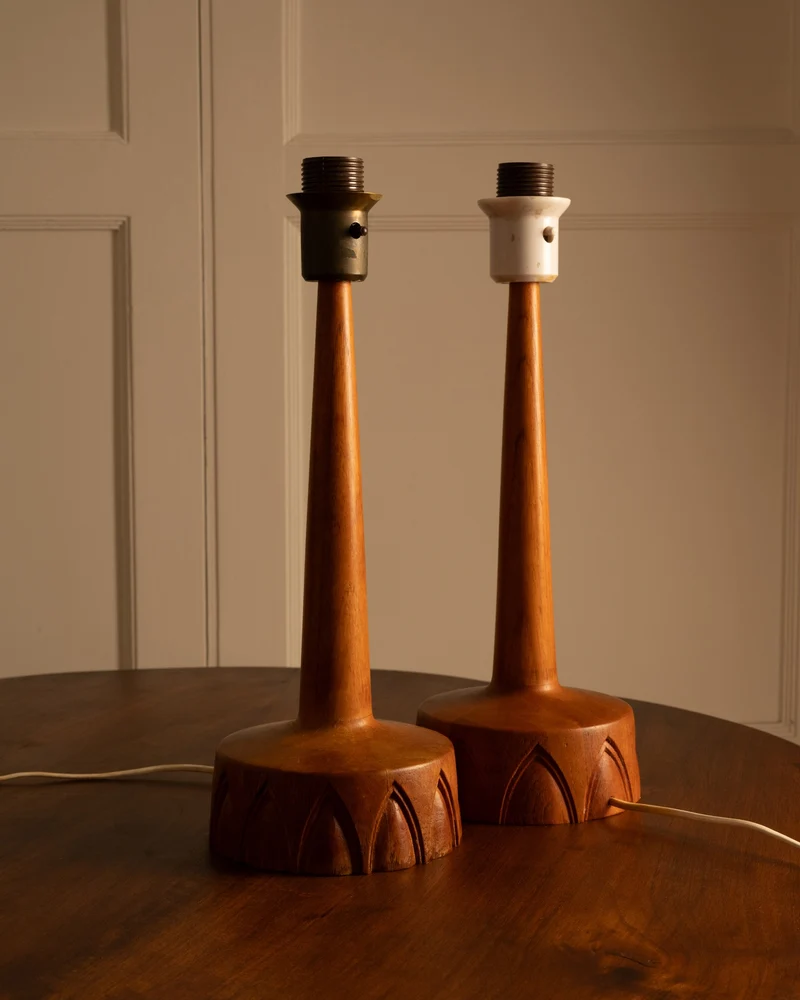 Vintage Pair of swedish Teak Table Lamp - 1960s