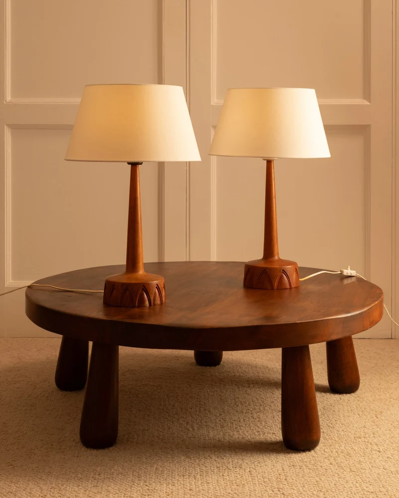 Vintage Pair of swedish Teak Table Lamp - 1960s