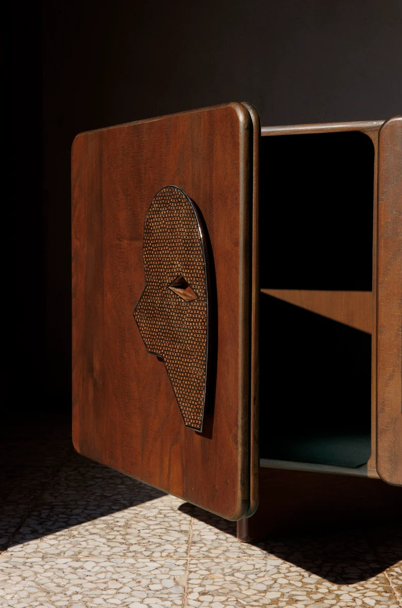 MA I Sideboard – Walnut Finish, Khatam Marquetry Credenza
