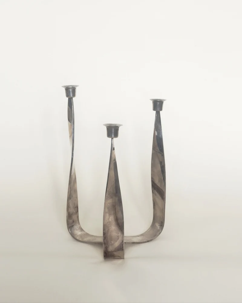 Italian Silver-Plated Ribbon Candelabra
