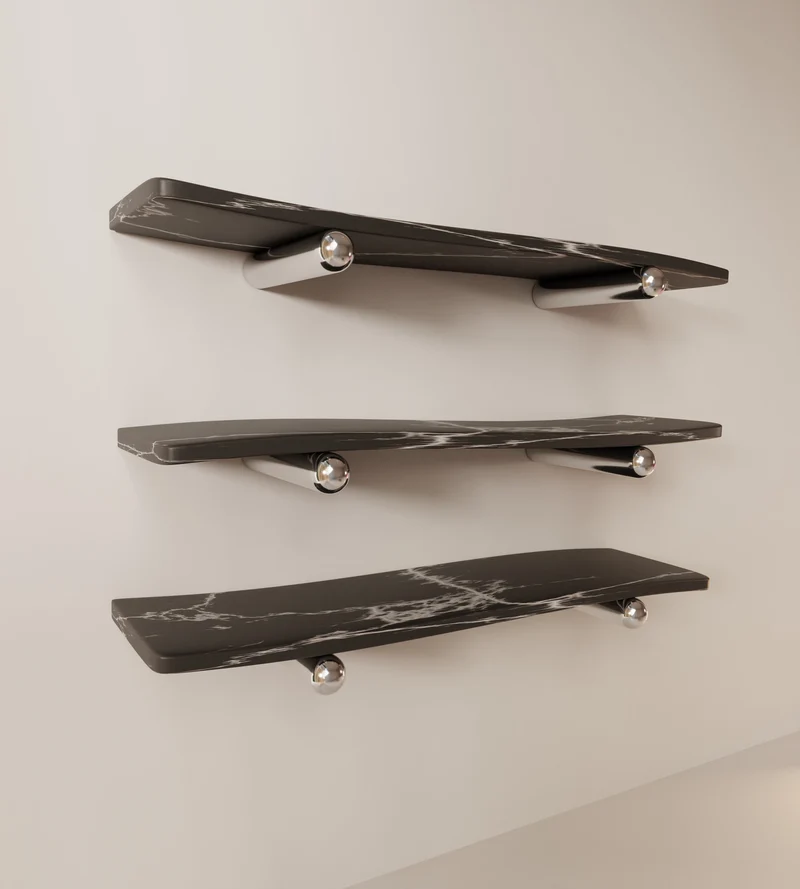 “Velo” Shelves | Marble Stainless Steel