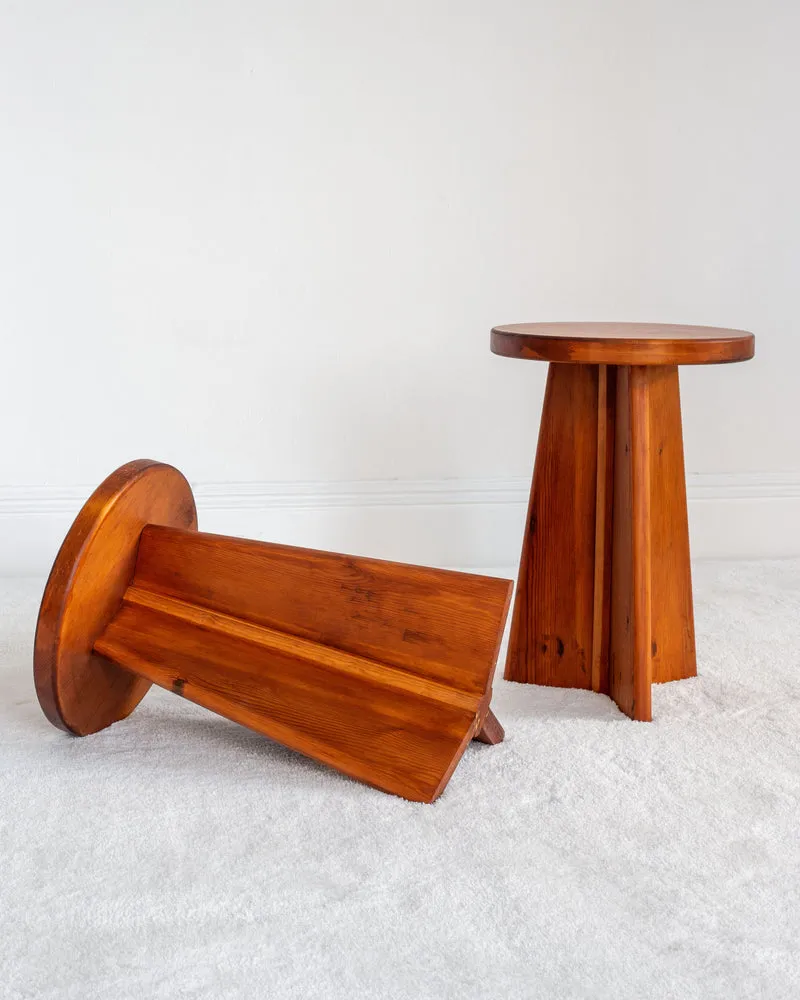 Pair of Vintage Swedish Pine Stools