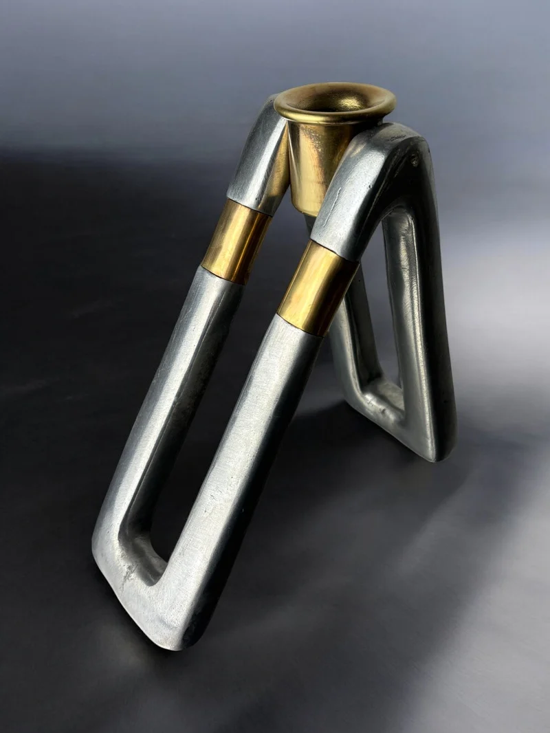 Brutalist Candleholder by Ardisur, bronze & Aluminium, Spain, 1970s