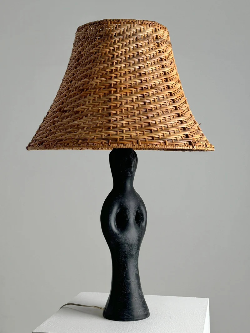 Vintage Black Marble Anthropomorphic Table Lamp