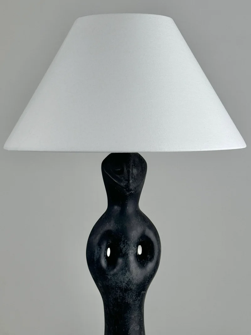 Vintage Black Marble Anthropomorphic Table Lamp