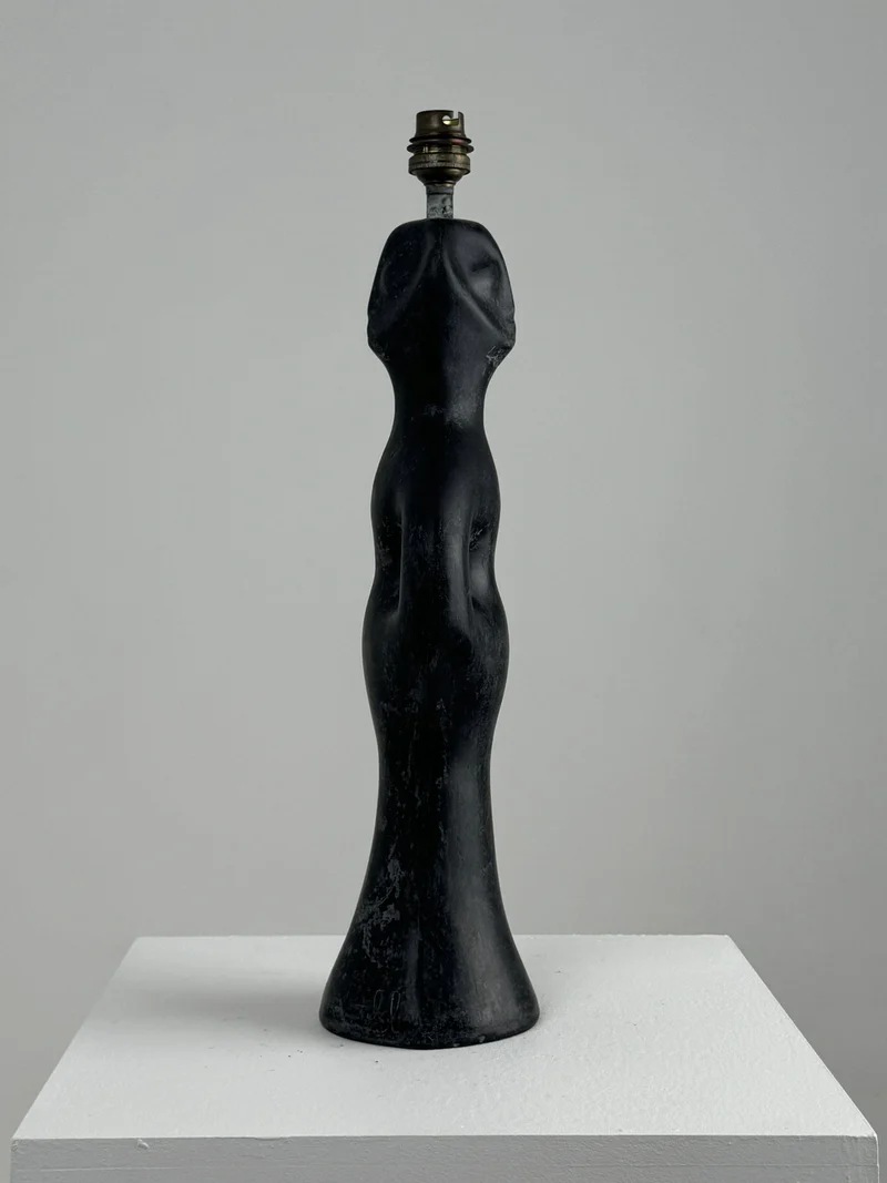 Vintage Black Marble Anthropomorphic Table Lamp