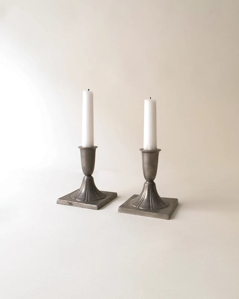 Pewter Candleholder Pair Just Andersen 1930s