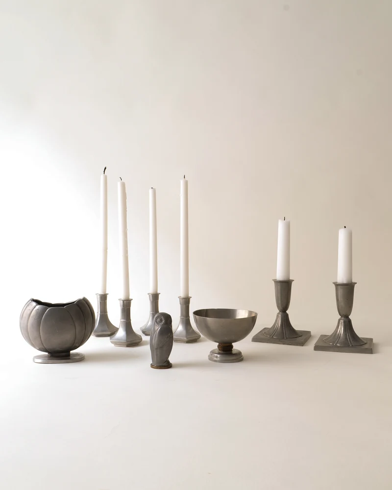 Pewter Candleholder Pair Just Andersen 1930s