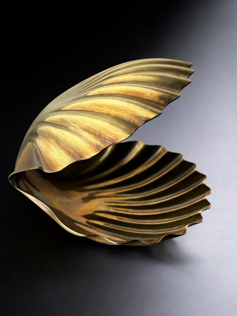 Shell Vide-Poches in brass, Italy, 1970's