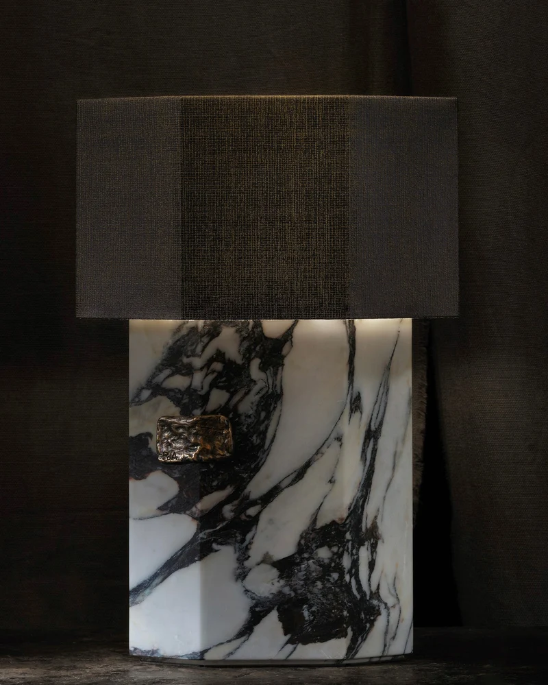 Ottavia Calacatta Viola Taple Marble Table Lamp