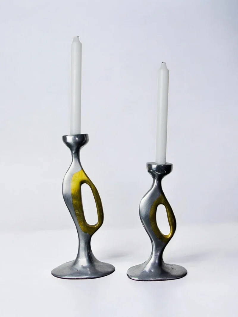 Brutalist Candle Holders by Léopold Spain, 1970