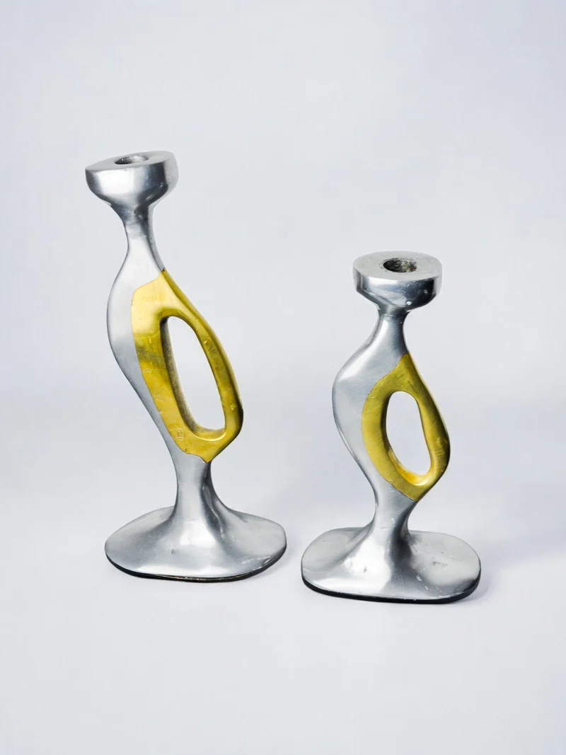 Brutalist Candle Holders by Léopold Spain, 1970