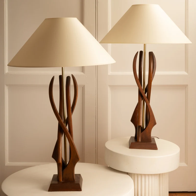 Vintage Organic US Brass Table Lamp - 1960s