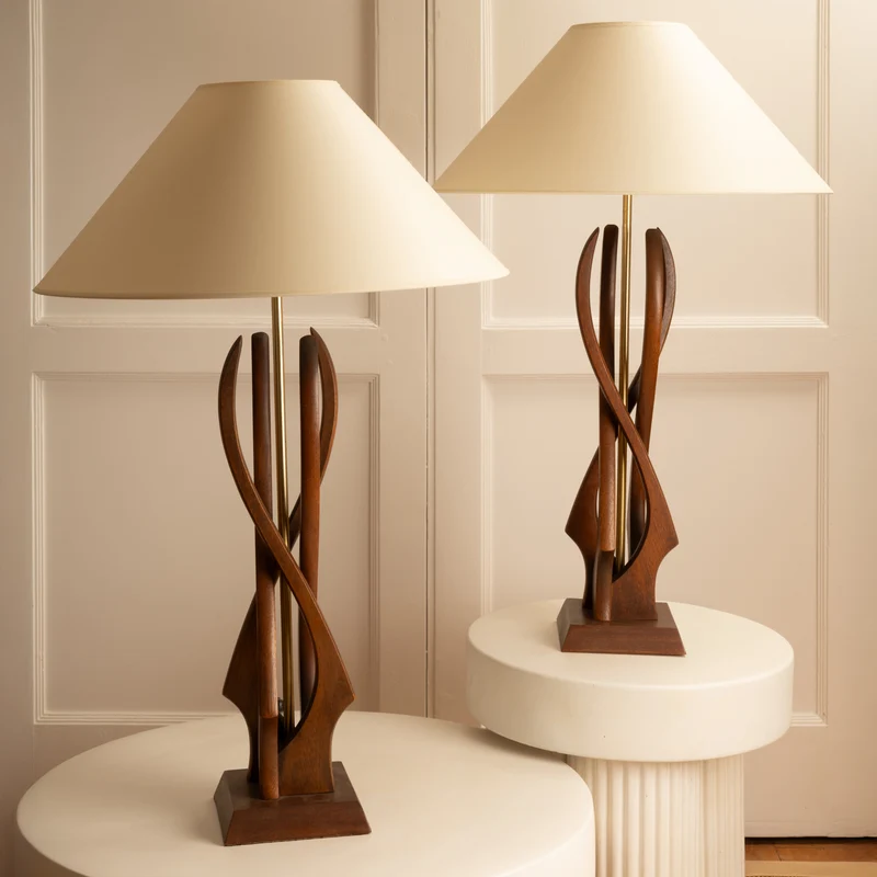 Vintage Organic US Brass Table Lamp - 1960s