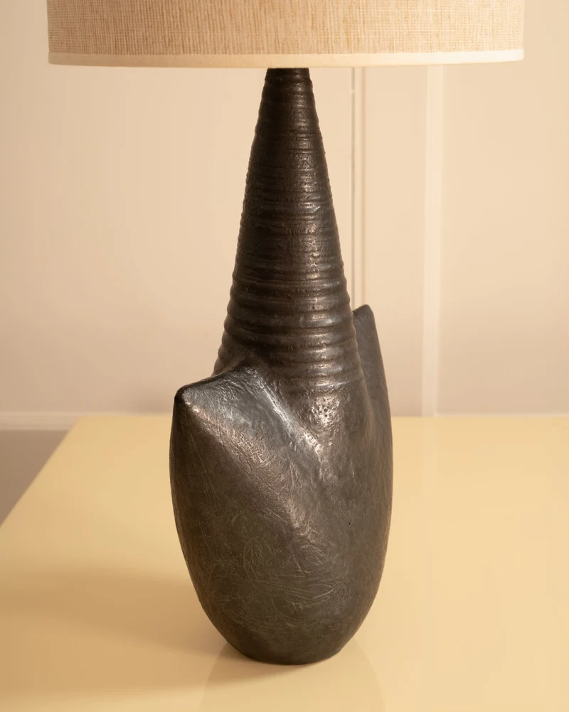Vintage Single-fired Stoneware Table Lamp