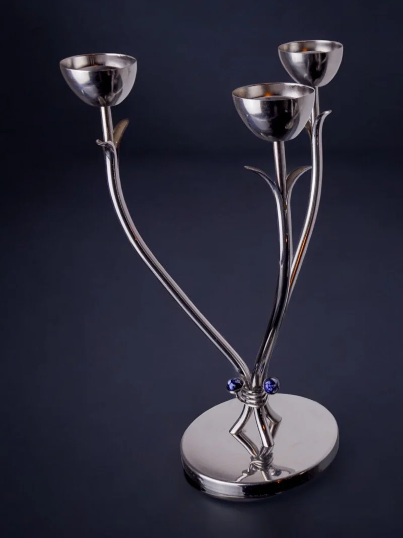 Stainless Steel Candleholder, Spain, 1970s