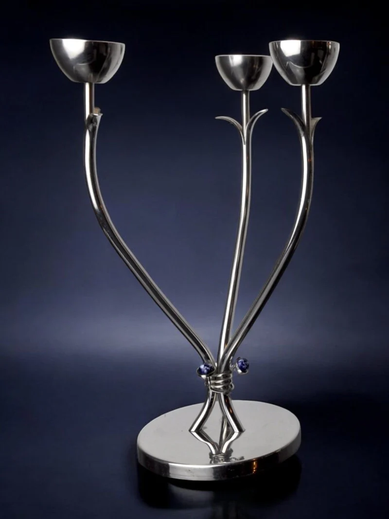 Stainless Steel Candleholder, Spain, 1970s