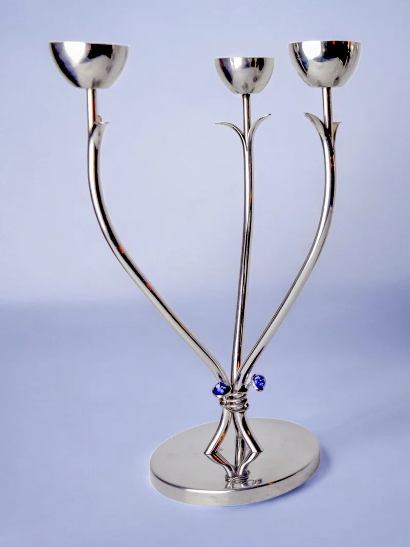 Stainless Steel Candleholder, Spain, 1970s