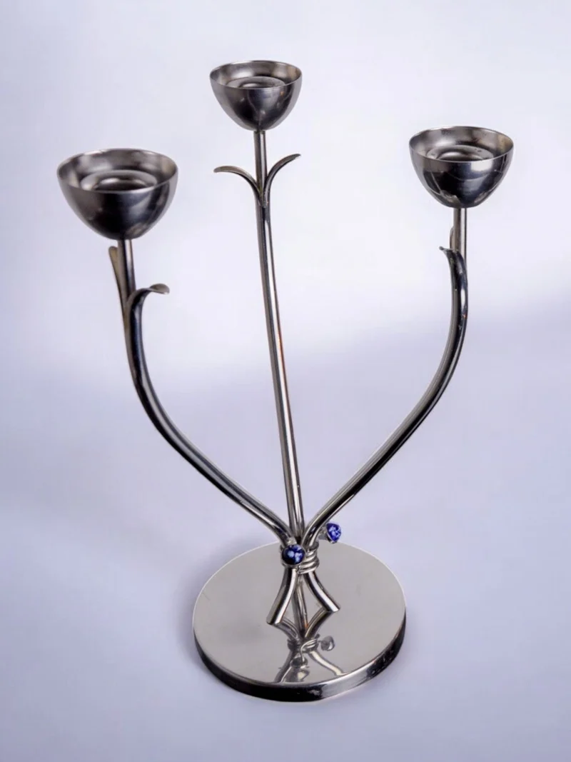 Stainless Steel Candleholder, Spain, 1970s