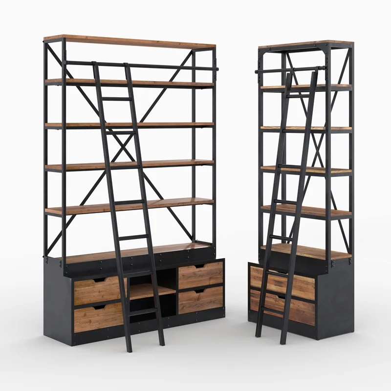 Ensemble de 2 bibliothèques Kasi en bois et métal