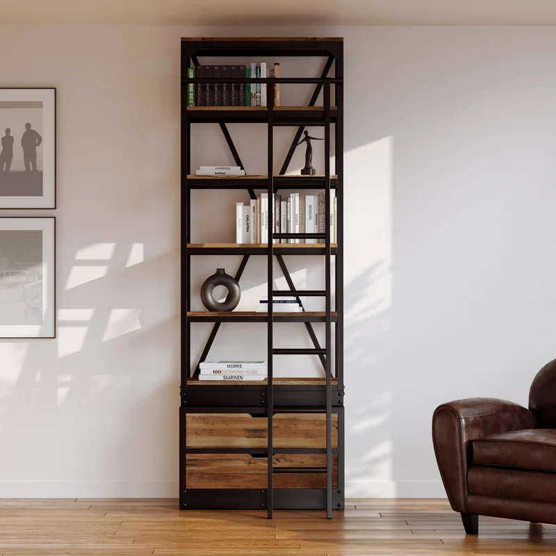 Ensemble de 2 bibliothèques Kasi en bois et métal