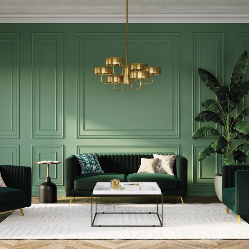 Ensemble canapés Gatsby en velours vert 5 places