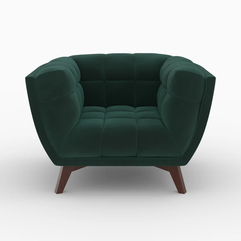 Ensemble canapé et fauteuil Mona en velours vert 4 places
