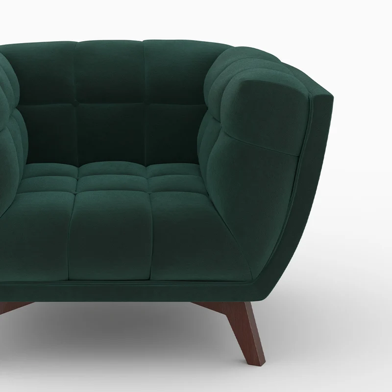 Ensemble canapé et fauteuil Mona en velours vert 4 places