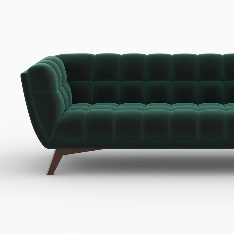 Ensemble canapé et fauteuil Mona en velours vert 4 places