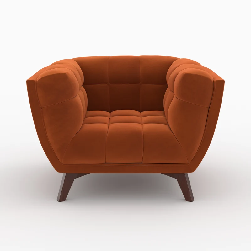 Ensemble canapé et fauteuil Mona en velours orange 4 places
