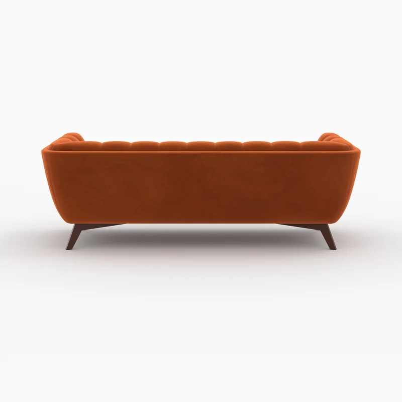 Ensemble canapé et fauteuil Mona en velours orange 4 places