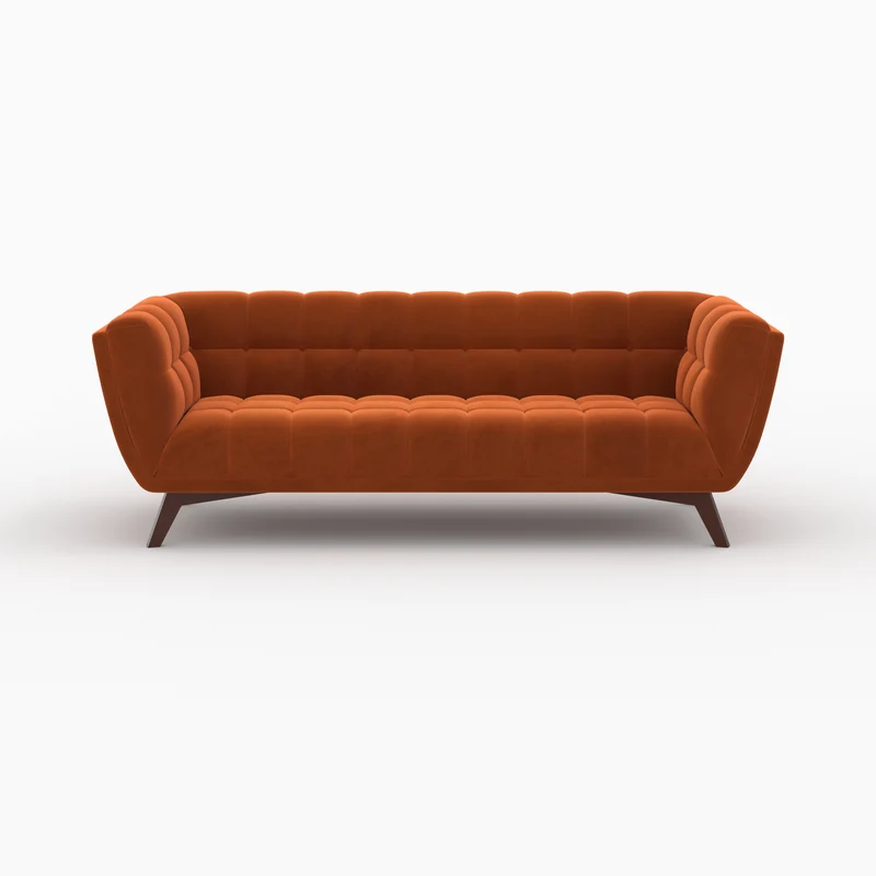 Ensemble canapé et fauteuil Mona en velours orange 4 places