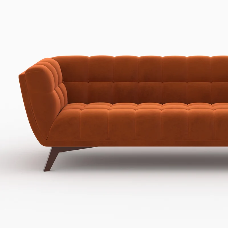 Ensemble canapé et fauteuil Mona en velours orange 4 places