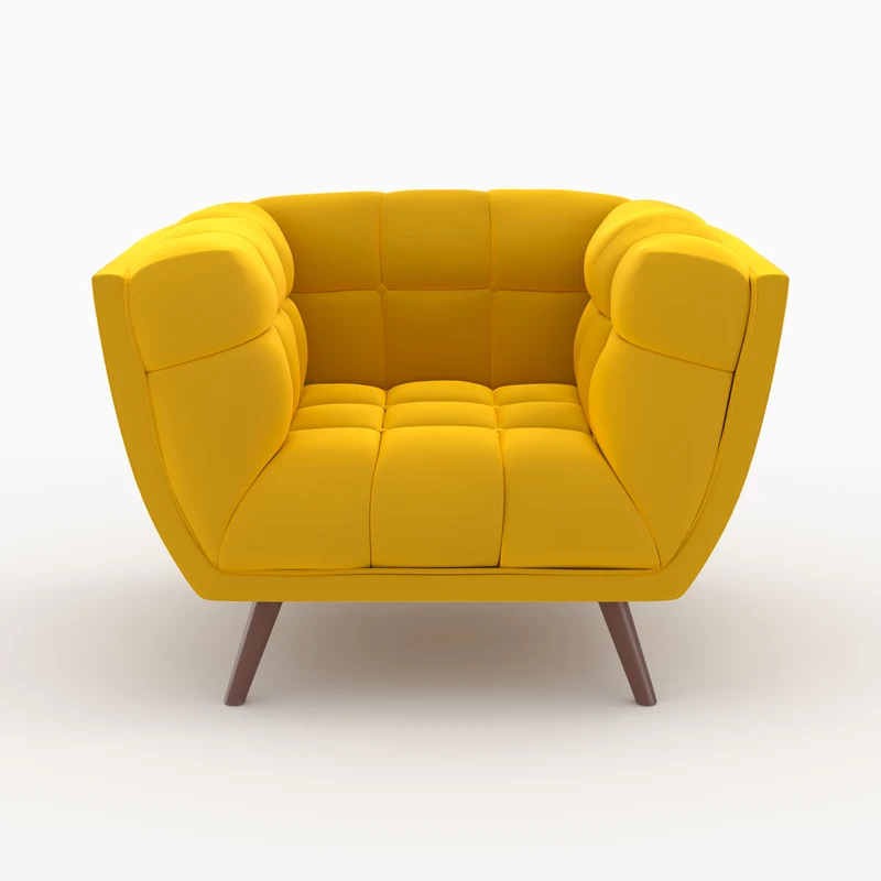 Ensemble canapé et fauteuil Mona en velours jaune 4 places