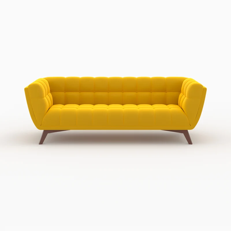 Ensemble canapé et fauteuil Mona en velours jaune 4 places