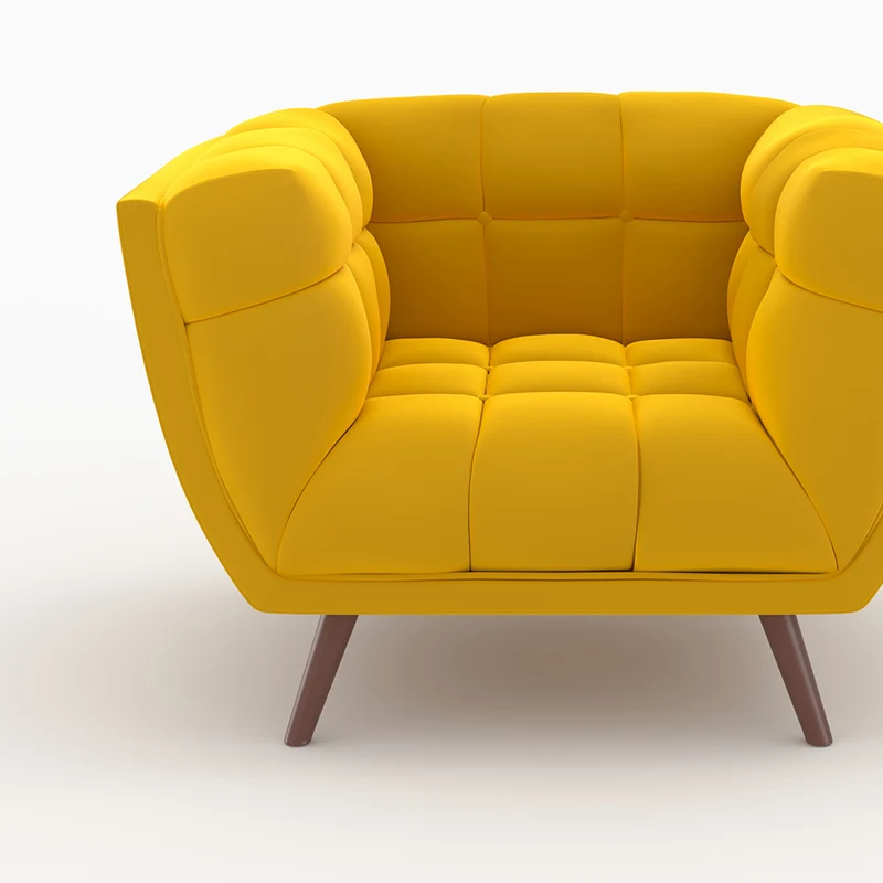 Ensemble canapé et fauteuil Mona en velours jaune 4 places