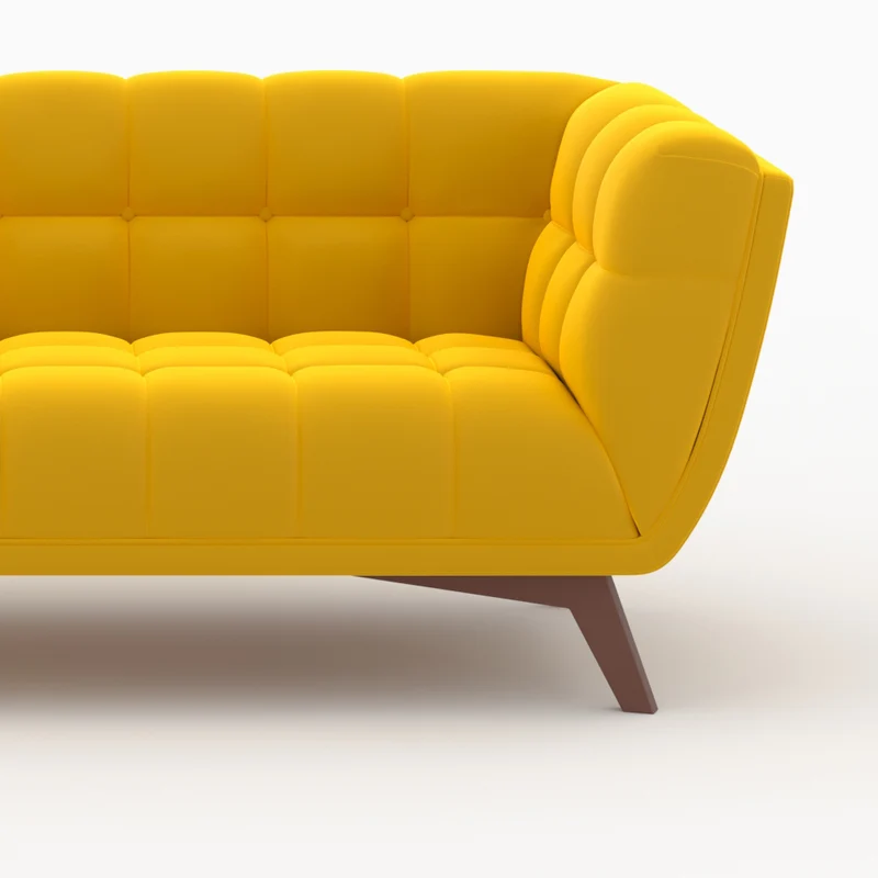 Ensemble canapé et fauteuil Mona en velours jaune 4 places