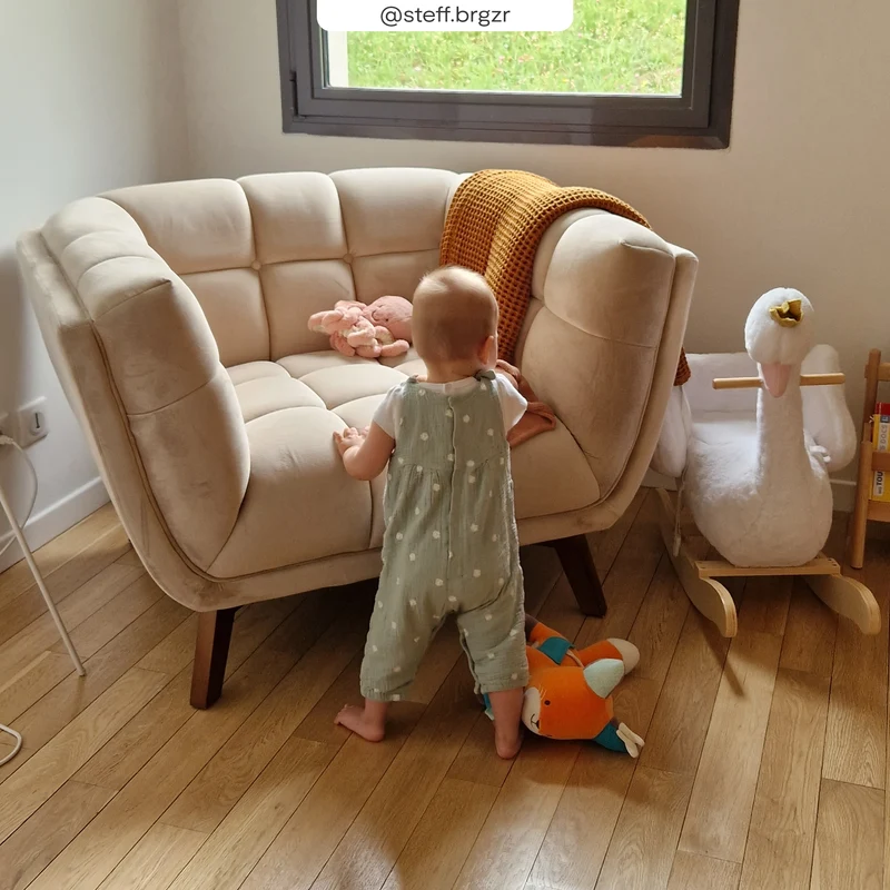 Ensemble canapé et fauteuil Mona en velours beige 4 places