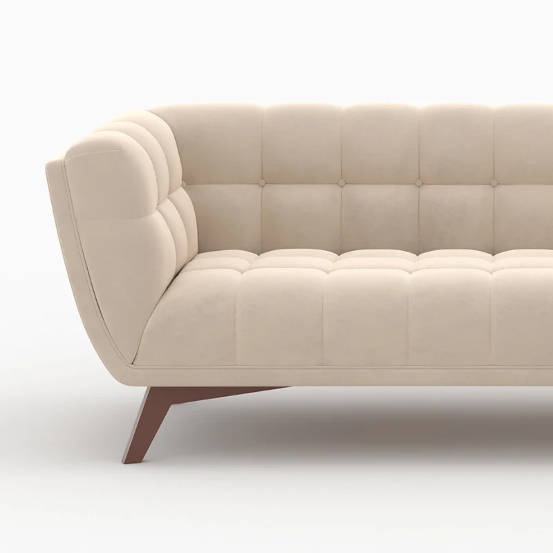 Ensemble canapé et fauteuil Mona en velours beige 4 places