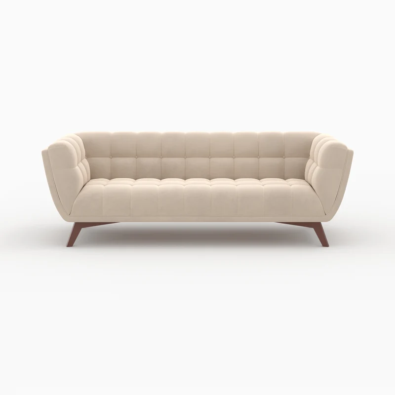 Ensemble canapé et fauteuil Mona en velours beige 4 places
