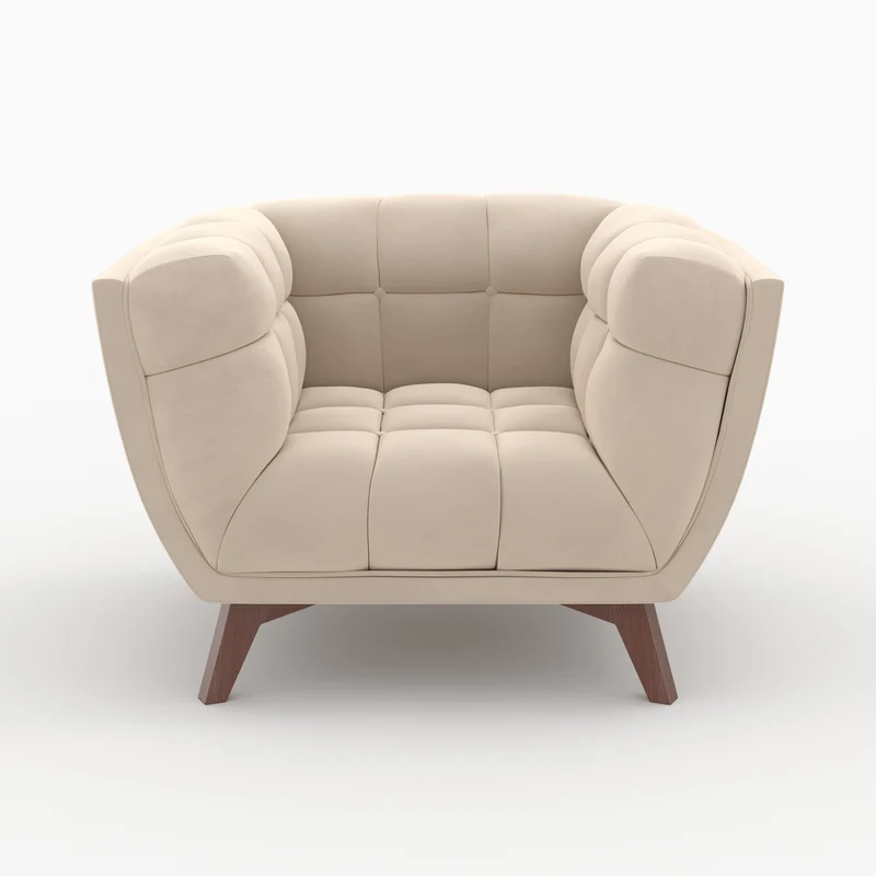Ensemble canapé et fauteuil Mona en velours beige 4 places