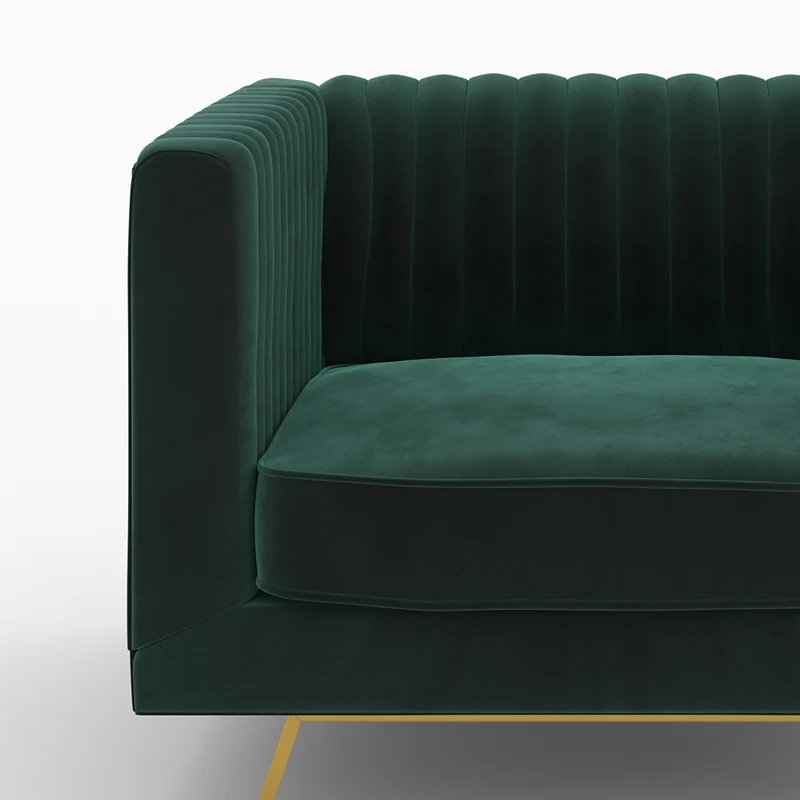 Ensemble canapé et fauteuil Gatsby en velours vert 4 places