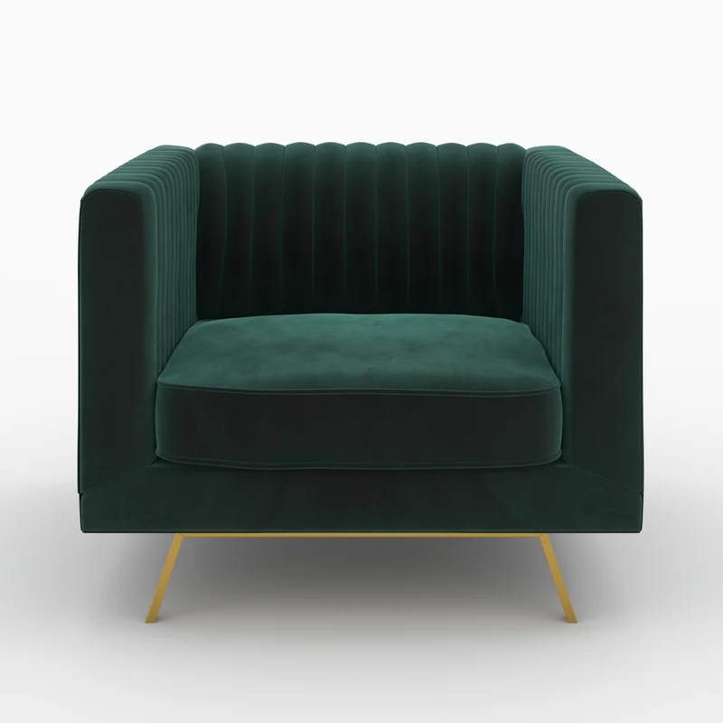 Ensemble canapé et fauteuil Gatsby en velours vert 4 places