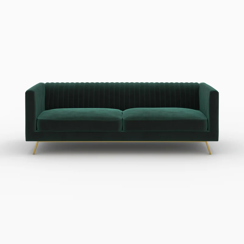 Ensemble canapé et fauteuil Gatsby en velours vert 3 places